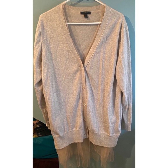 J. Crew Sweaters Jcrew Boyfriend Cardigan With Tulle Lining Poshmark